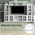 Mueble de TV de pared moderno blanco con cristal templado, apto para televisores de hasta 70", capacidad para 3 personas