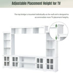 Mueble de TV de pared moderno blanco con cristal templado, apto para televisores de hasta 70", capacidad para 3 personas