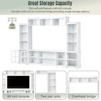 Mueble de TV de pared moderno blanco con cristal templado, apto para televisores de hasta 70", capacidad para 3 personas