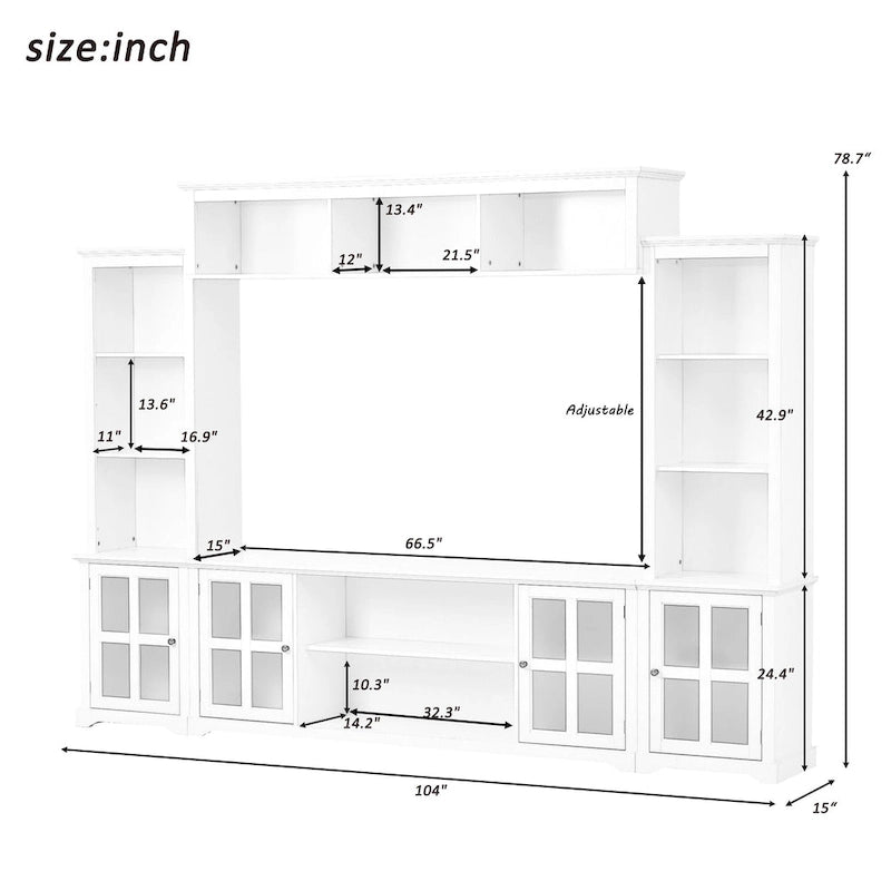 Mueble de TV de pared moderno blanco con cristal templado, apto para televisores de hasta 70", capacidad para 3 personas