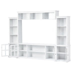 Mueble de TV de pared moderno blanco con cristal templado, apto para televisores de hasta 70", capacidad para 3 personas