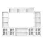 Mueble de TV de pared moderno blanco con cristal templado, apto para televisores de hasta 70", capacidad para 3 personas