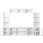 Mueble de TV de pared moderno blanco con cristal templado, apto para televisores de hasta 70", capacidad para 3 personas