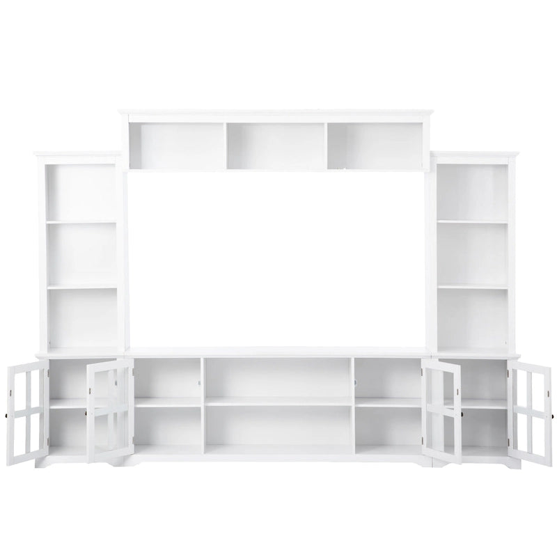 Mueble de TV de pared moderno blanco con cristal templado, apto para televisores de hasta 70", capacidad para 3 personas