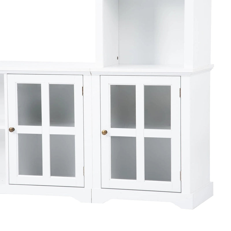 Mueble de TV de pared moderno blanco con cristal templado, apto para televisores de hasta 70", capacidad para 3 personas