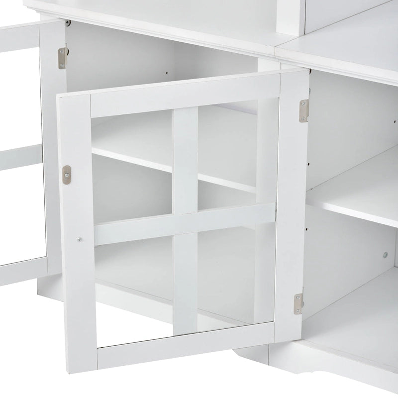 Mueble de TV de pared moderno blanco con cristal templado, apto para televisores de hasta 70", capacidad para 3 personas