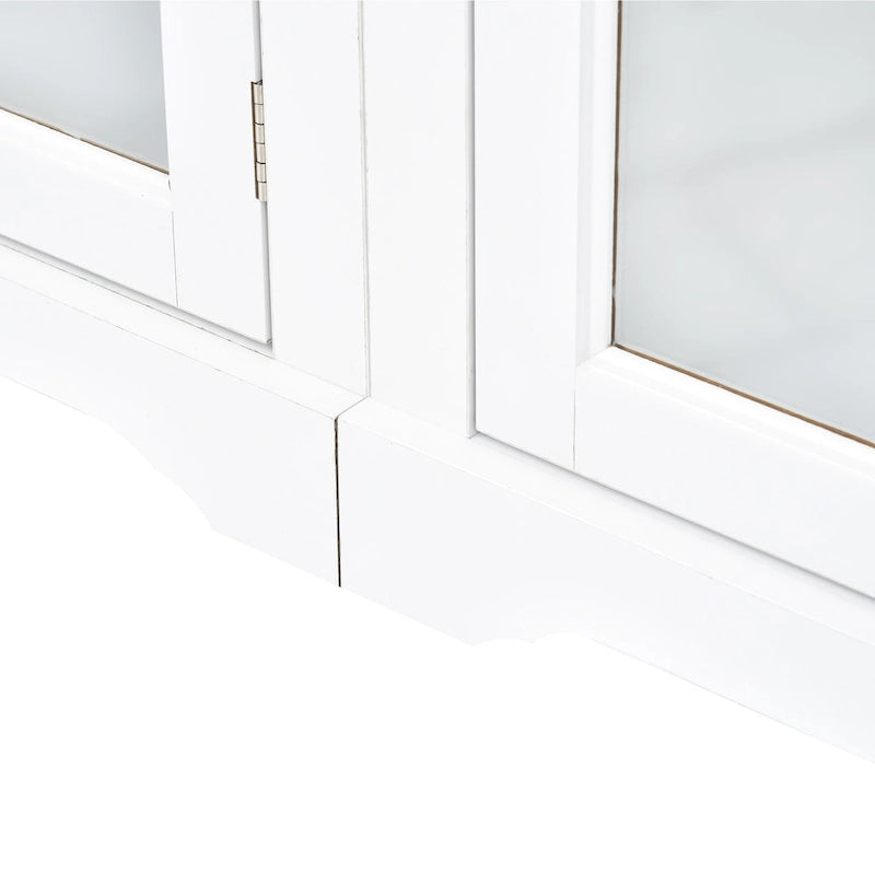 Mueble de TV de pared moderno blanco con cristal templado, apto para televisores de hasta 70", capacidad para 3 personas