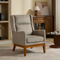 Sillón decorativo color gris topo con orejeras, sillón tapizado con respaldo alto, asiento individual