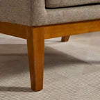 Sillón decorativo color gris topo con orejeras, sillón tapizado con respaldo alto, asiento individual