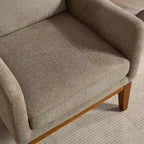 Sillón decorativo color gris topo con orejeras, sillón tapizado con respaldo alto, asiento individual