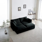 Sofá Seccional Modular Negro de Chenilla con Otomanas, 4 Piezas, Asientos para 4–5 Personas