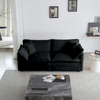 Sofá Seccional Modular Negro de Chenilla con Otomanas, 4 Piezas, Asientos para 4–5 Personas