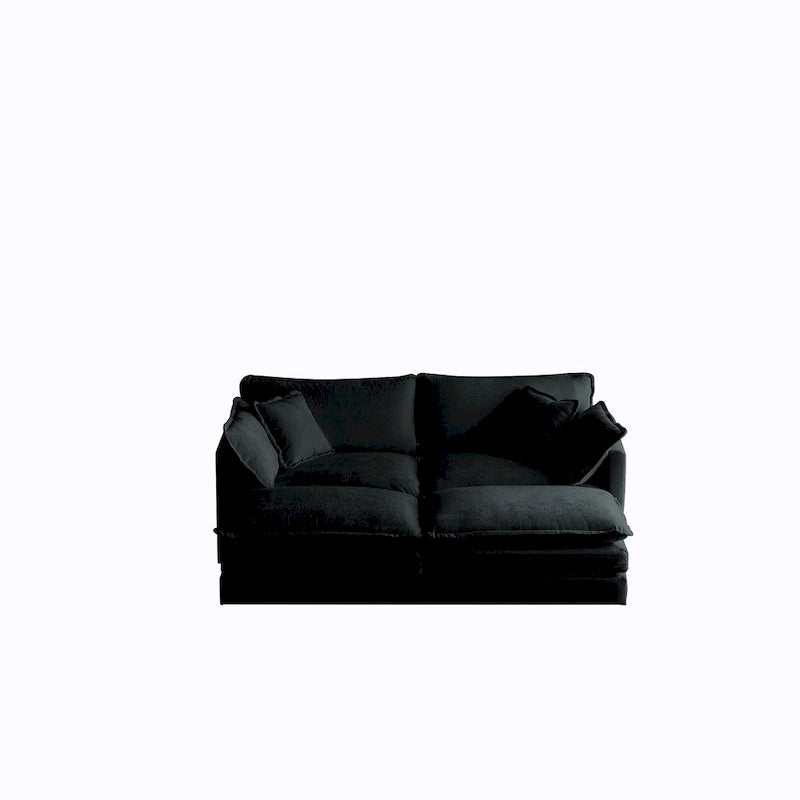 Sofá Seccional Modular Negro de Chenilla con Otomanas, 4 Piezas, Asientos para 4–5 Personas