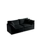 Sofá Seccional Modular Negro de Chenilla con Otomanas, 4 Piezas, Asientos para 4–5 Personas