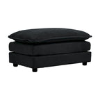 Sofá Seccional Modular Negro de Chenilla con Otomanas, 4 Piezas, Asientos para 4–5 Personas