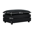 Sofá Seccional Modular Negro de Chenilla con Otomanas, 4 Piezas, Asientos para 4–5 Personas