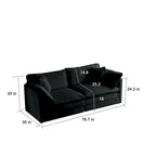 Sofá Seccional Modular Negro de Chenilla con Otomanas, 4 Piezas, Asientos para 4–5 Personas