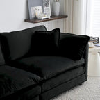 Sofá Seccional Modular Negro de Chenilla con Otomanas, 4 Piezas, Asientos para 4–5 Personas
