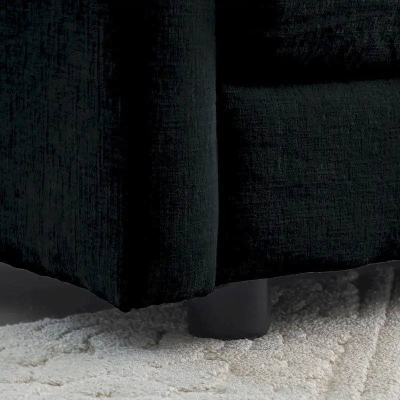 Sofá Seccional Modular Negro de Chenilla con Otomanas, 4 Piezas, Asientos para 4–5 Personas