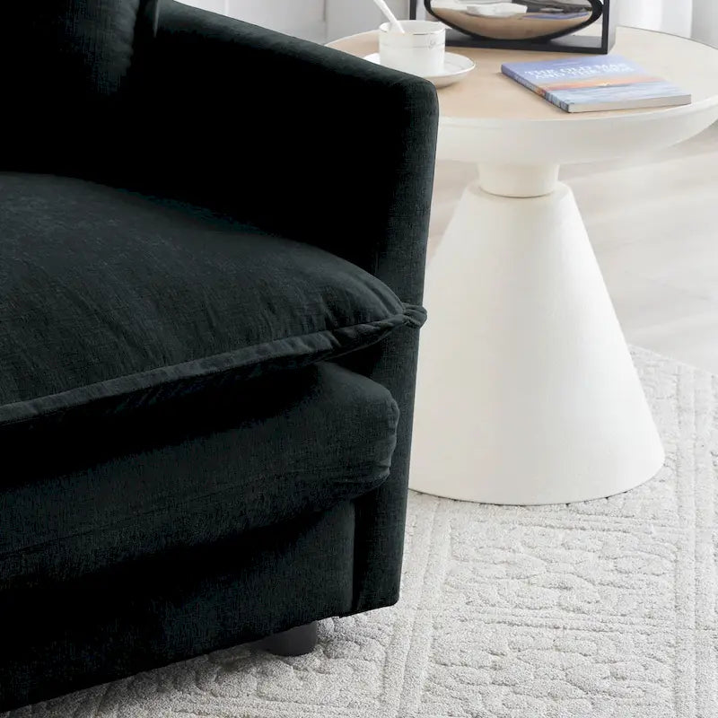 Sofá Seccional Modular Negro de Chenilla con Otomanas, 4 Piezas, Asientos para 4–5 Personas