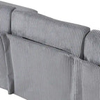 Sofá seccional de pana en forma de U, 4 plazas, beige/gris