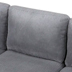 Sofá seccional de pana en forma de U, 4 plazas, beige/gris
