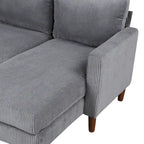 Sofá seccional de pana en forma de U, 4 plazas, beige/gris
