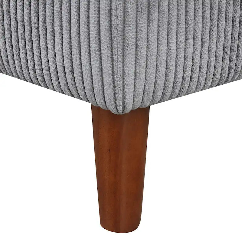 Sofá seccional de pana en forma de U, 4 plazas, beige/gris