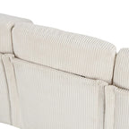 Sofá seccional de pana en forma de U, 4 plazas, beige/gris