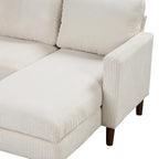 Sofá seccional de pana en forma de U, 4 plazas, beige/gris