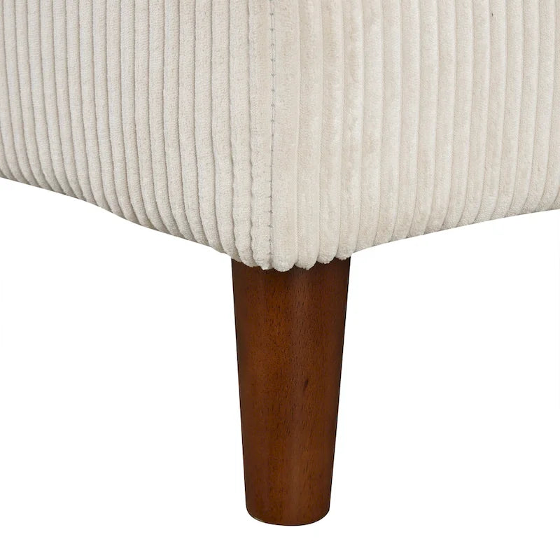 Sofá seccional de pana en forma de U, 4 plazas, beige/gris