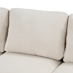 Sofá seccional de pana en forma de U, 4 plazas, beige/gris