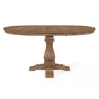 Juego de comedor redondo de 5 piezas de tela color beige natural y madera de caucho, para 4 personas