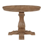 Juego de comedor redondo de 5 piezas de tela color beige natural y madera de caucho, para 4 personas