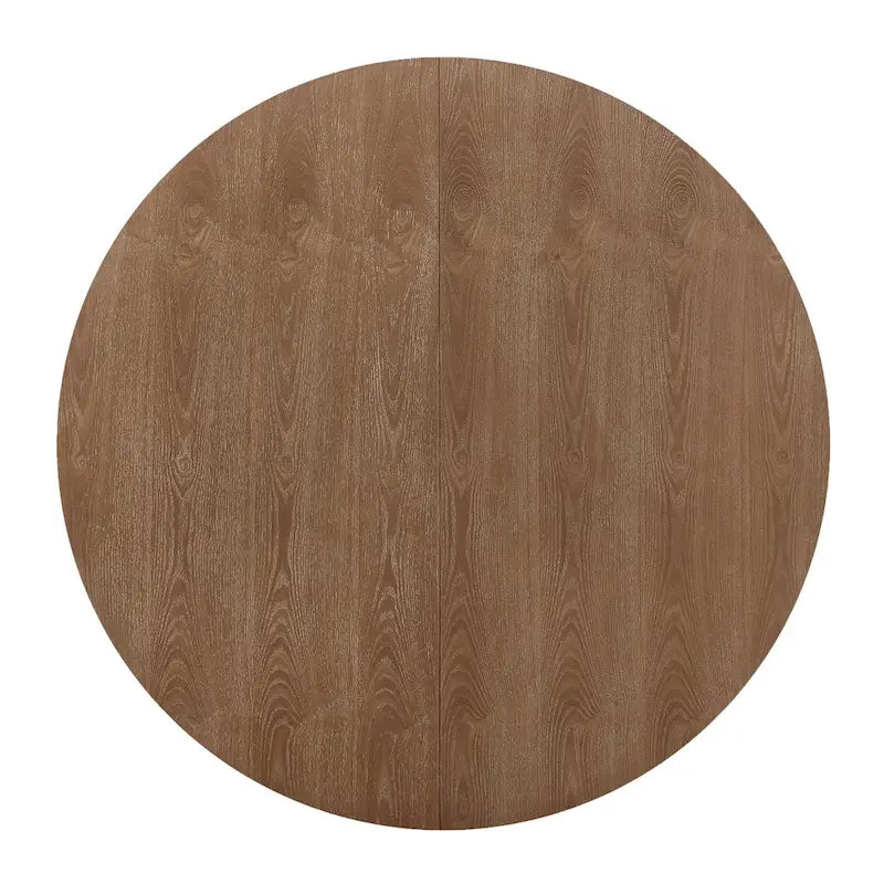 Juego de comedor redondo de 5 piezas de tela color beige natural y madera de caucho, para 4 personas