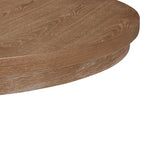 Juego de comedor redondo de 5 piezas de tela color beige natural y madera de caucho, para 4 personas