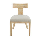 Juego de comedor redondo de 5 piezas de tela color beige natural y madera de caucho, para 4 personas