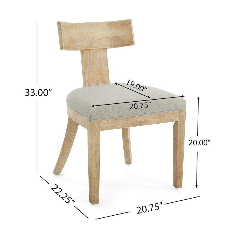 Juego de comedor redondo de 5 piezas de tela color beige natural y madera de caucho, para 4 personas