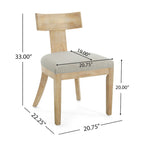 Juego de comedor redondo de 5 piezas de tela color beige natural y madera de caucho, para 4 personas