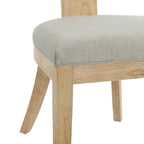 Juego de comedor redondo de 5 piezas de tela color beige natural y madera de caucho, para 4 personas