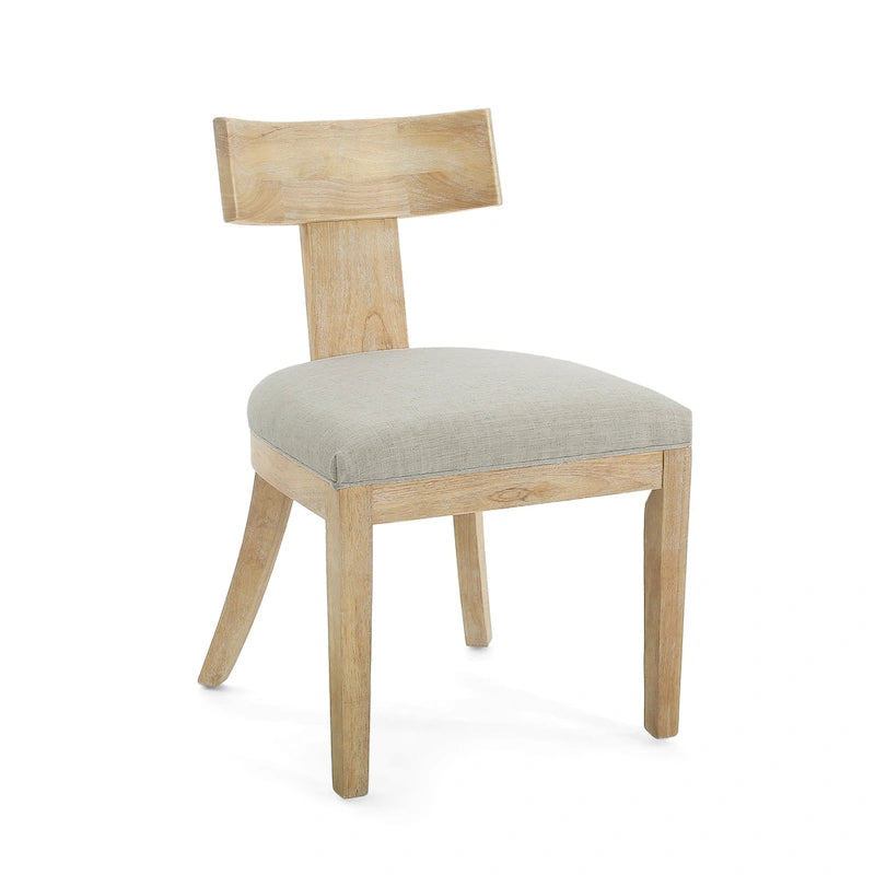 Juego de comedor redondo de 5 piezas de tela color beige natural y madera de caucho, para 4 personas