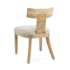 Juego de comedor redondo de 5 piezas de tela color beige natural y madera de caucho, para 4 personas