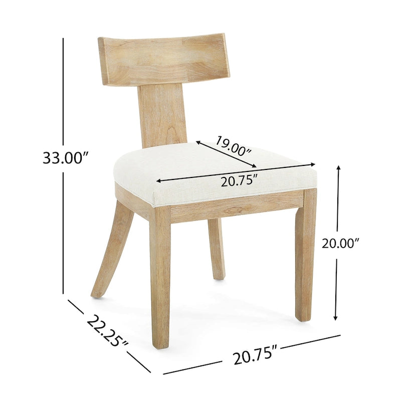 Juego de comedor redondo de 5 piezas de tela color beige natural y madera de caucho, para 4 personas