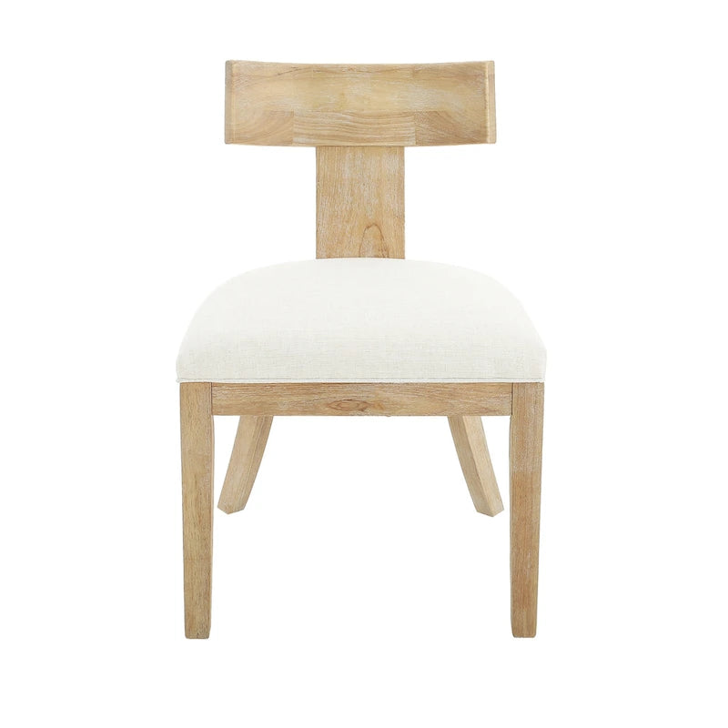 Juego de comedor redondo de 5 piezas de tela color beige natural y madera de caucho, para 4 personas