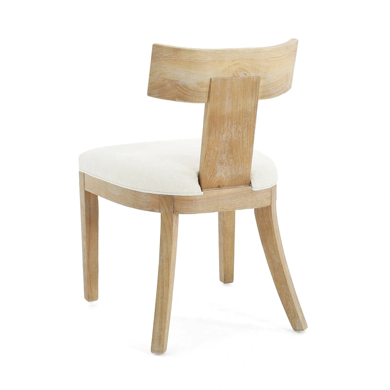 Juego de comedor redondo de 5 piezas de tela color beige natural y madera de caucho, para 4 personas