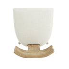 Juego de comedor redondo de 5 piezas de tela color beige natural y madera de caucho, para 4 personas