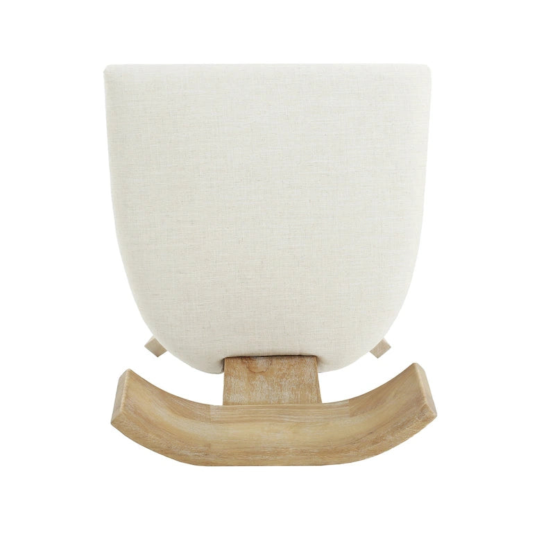 Juego de comedor redondo de 5 piezas de tela color beige natural y madera de caucho, para 4 personas