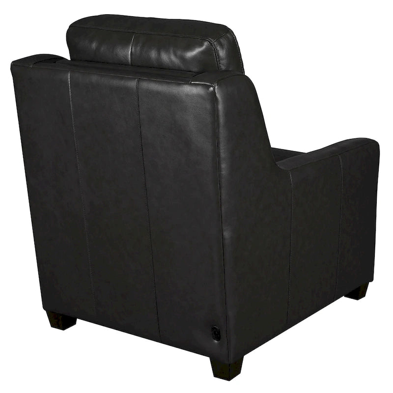 Sofá reclinable eléctrico de piel de grano superior, camel/almendra/carbón, trimotor, 3 plazas