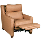 Sofá reclinable eléctrico de piel de grano superior, camel/almendra/carbón, trimotor, 3 plazas