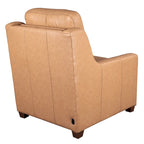 Sofá reclinable eléctrico de piel de grano superior, camel/almendra/carbón, trimotor, 3 plazas